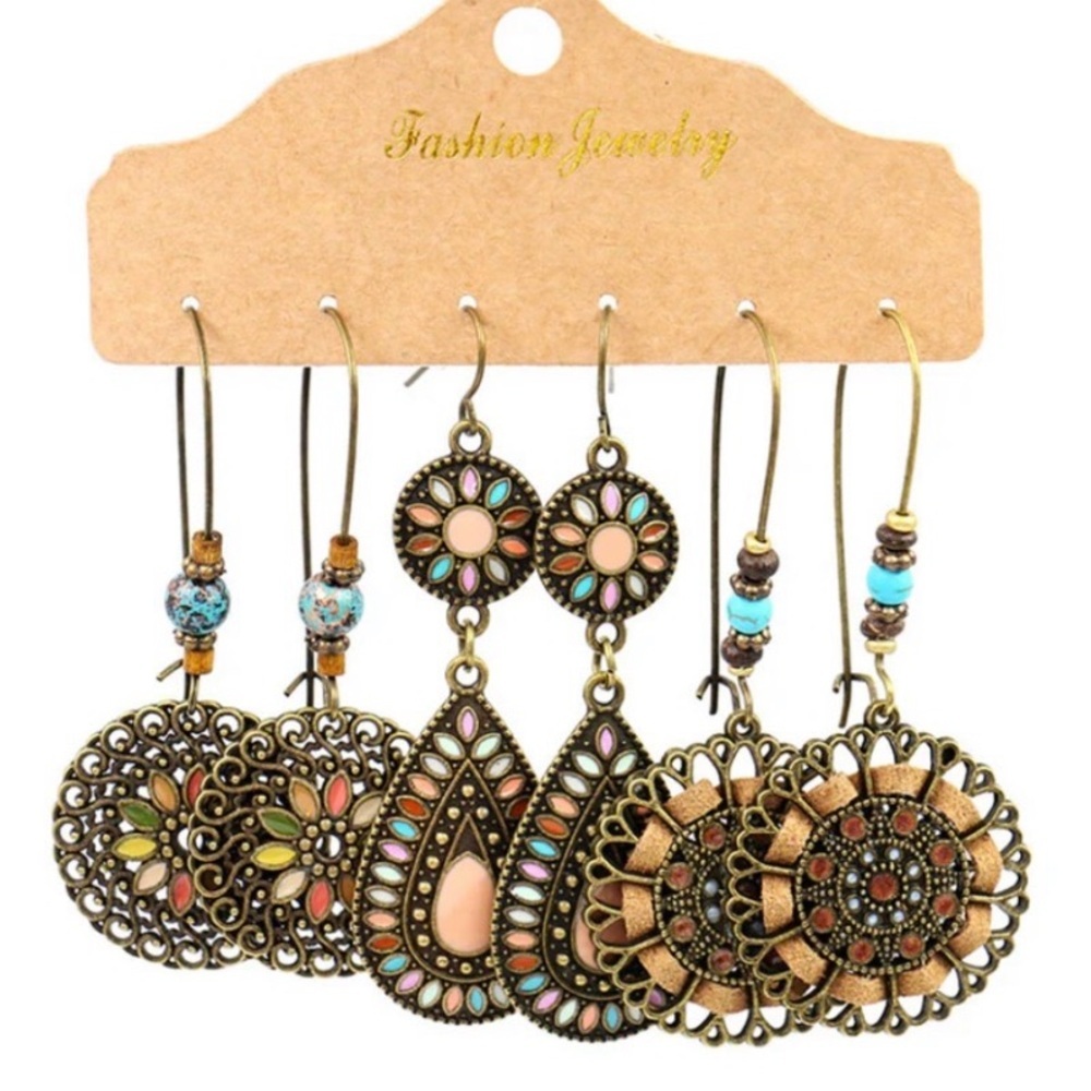 Boho Vintage Style Dangle Earrings Set